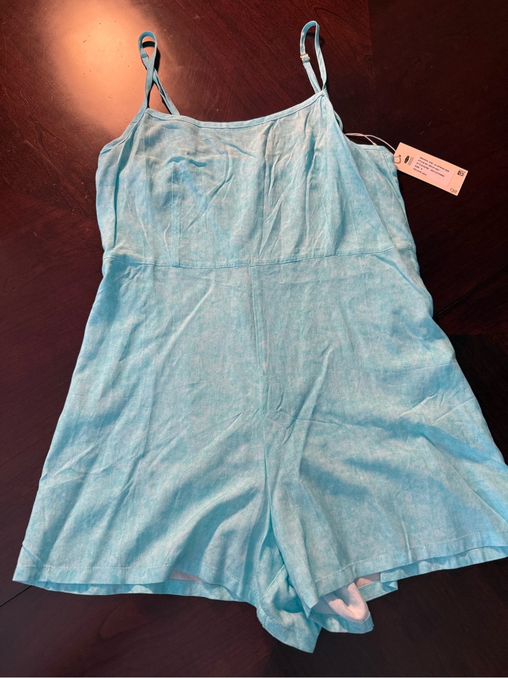 Rusty Aqua Spaghetti-Strap Romper